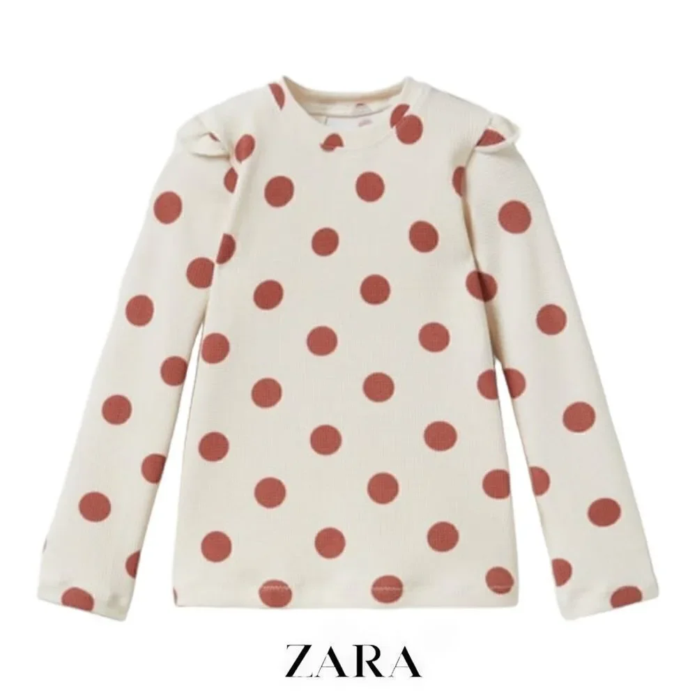ZARA Kids | Beige Brown | POLKA DOT RASH GUARD NWT Size 4